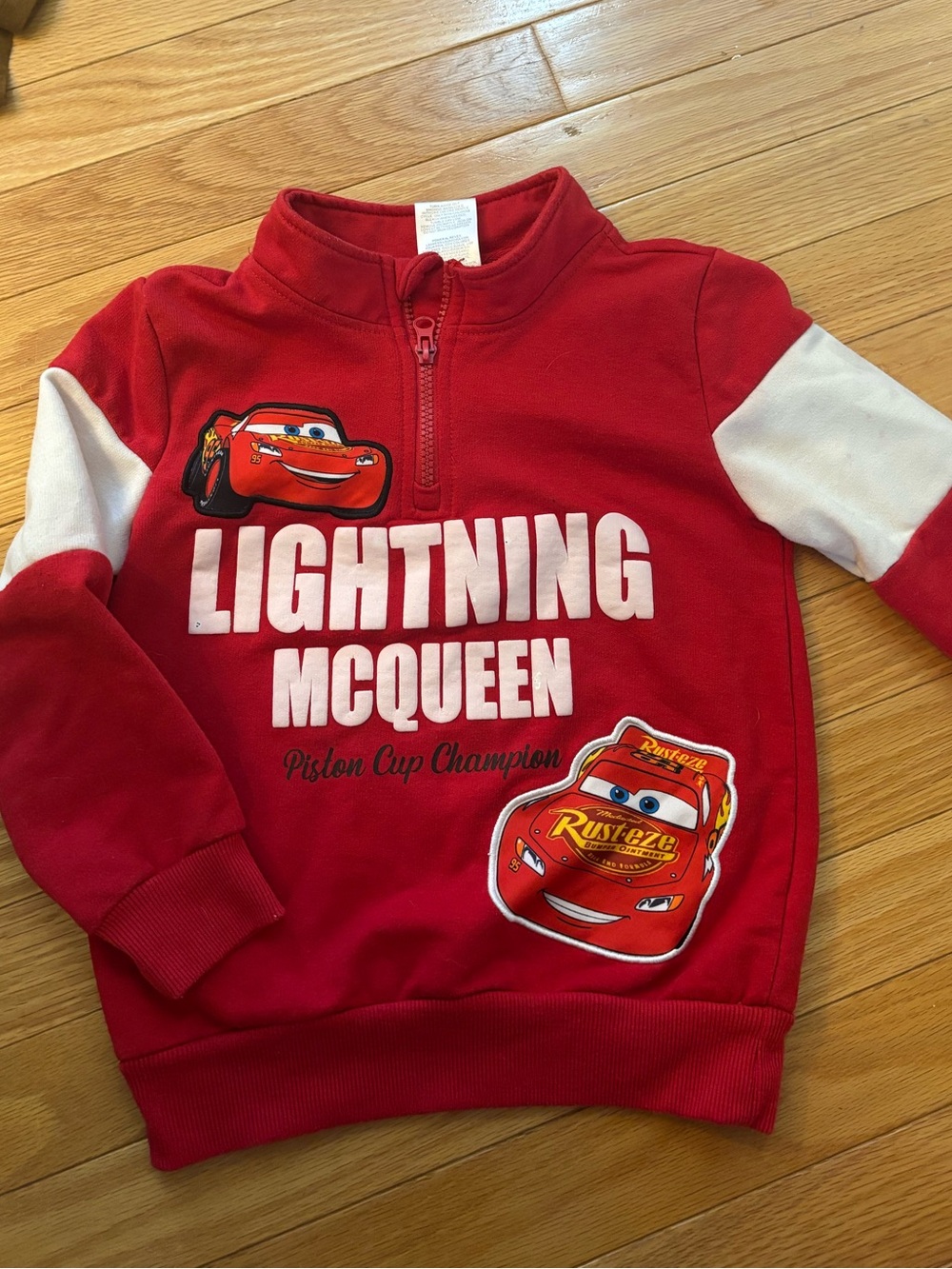Disney Lightning McQueen Red & White Kids Half-Zip Sweatshirt